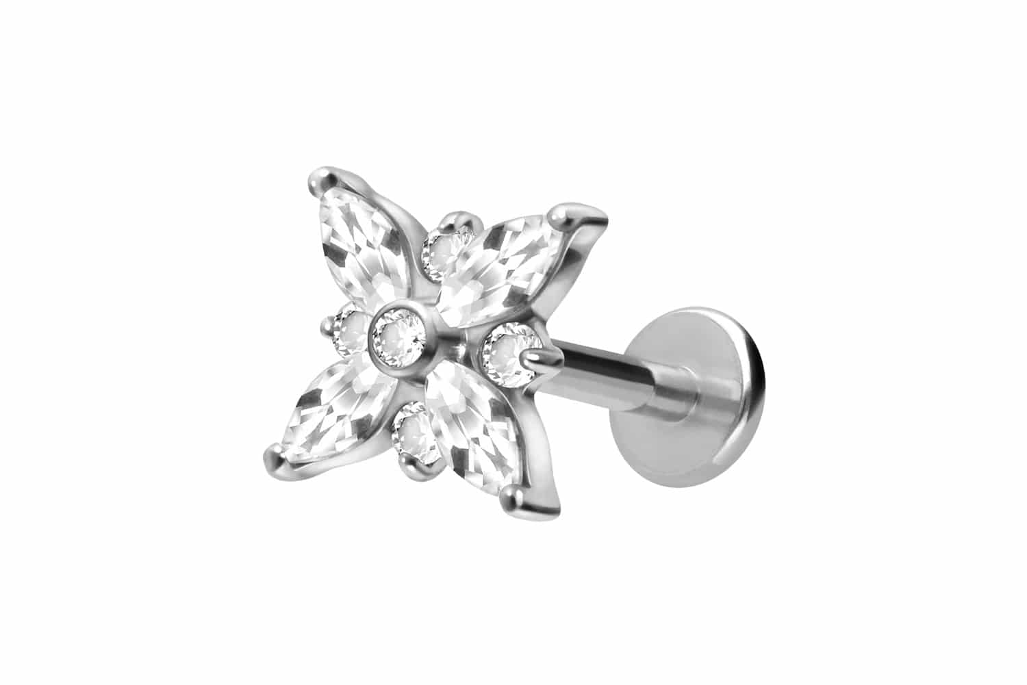 Titan Labret Piercing mit Innengewinde KRISTALLSTERN
